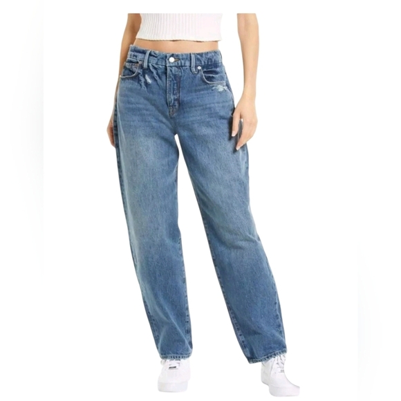 Good American Denim - New Good American Baggy Fit Straight Leg High Rise Jeans 10
